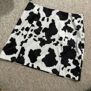 Francesca's Cow Black and White Mini Skirt